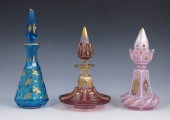 GROUP OF 3 BOHEMIAN GLASS PERFUME BOTTLES: