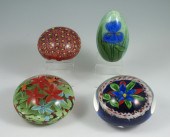 4 ART GLASS PAPERWEIGHTS: To include