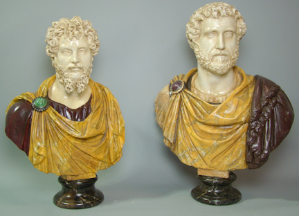 PAIR OF MARBLEIZED RESIN BUSTS 14791b