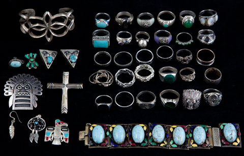 COLLECTION OF SILVER JEWELRY including 14796a