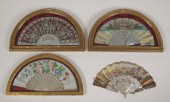 GROUP OF 4 HAND PAINTED OR LACE FANS: