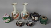 PAIR OF CHINESE FAMILLE ROSE VASES Including