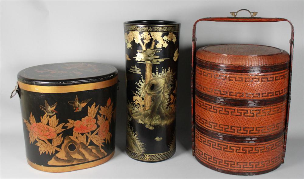 GROUP OF LARGE ASIAN LACQUER PIECES 1481dd