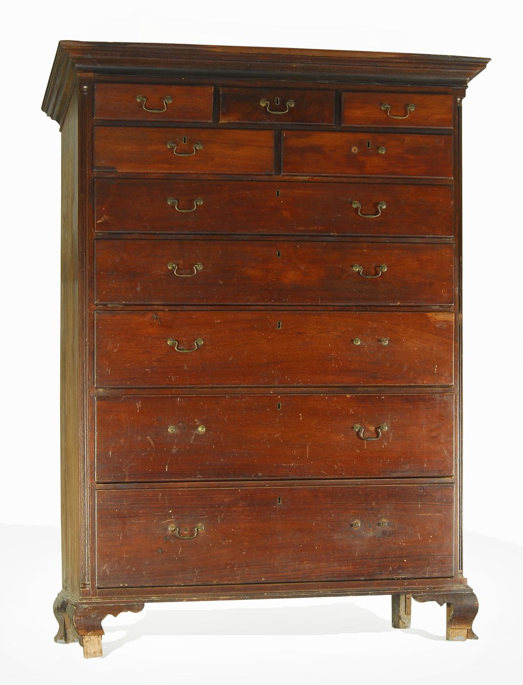 ANTIQUE AMERICAN CHIPPENDALE TEN-DRAWER TALL