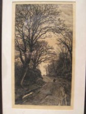 A print of a country lane signed in