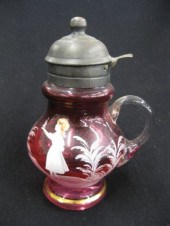 Victorian Cranberry Enameled Art Glass