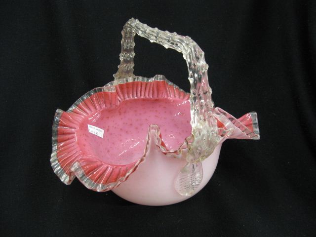 Victorian Cranberry Art Glass Basket 14ac07