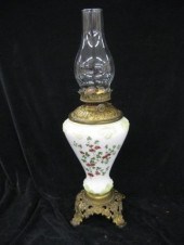 Victorian Banquet Lamp floral on milk