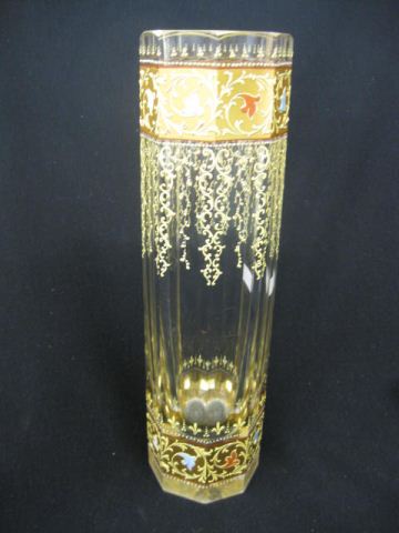 Moser Art Glass Vase enameled design 14af73