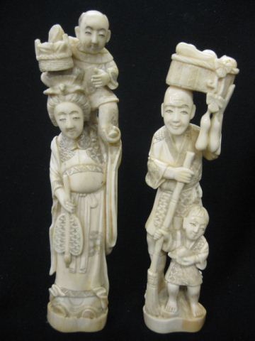 Pair of Chinese Carved Ivory Figurines man