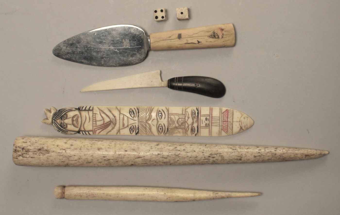  SEVEN WHALE IVORY AND BONE ITEMS19th 14b3d1