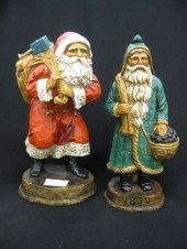 Pair of Santa Figurines 8 1/2.