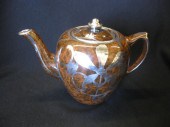 Silver Overlay English Porcelain Teapot