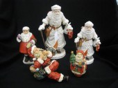 5 Santa Figurines including Norman Rockwell