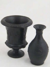 A Wedgwood black basalt urn impressed 14bcae