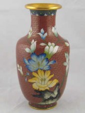 A cloisonn enamelled brass vase with
