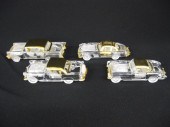 4 Crystal Scale Model Cars with gold