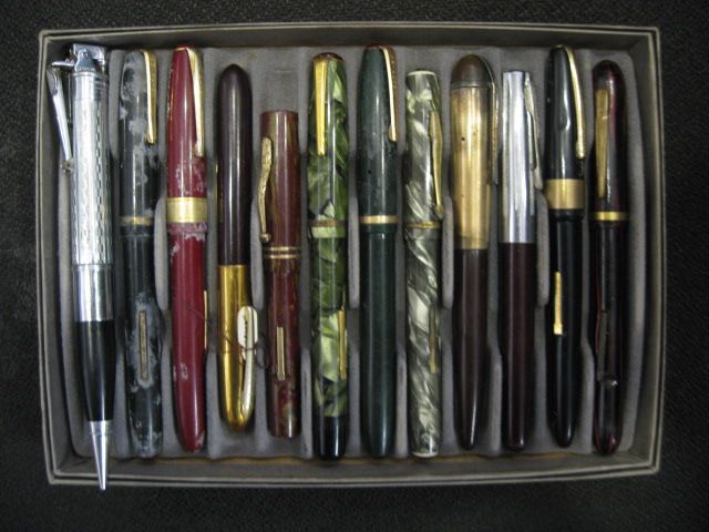 Tray of 12 Old Fountain Pens and 14a1a9