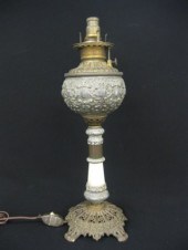 Victorian Banquet Lamp bronzed & onyx