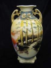 Nippon Handpainted Porcelain Vase landscape
