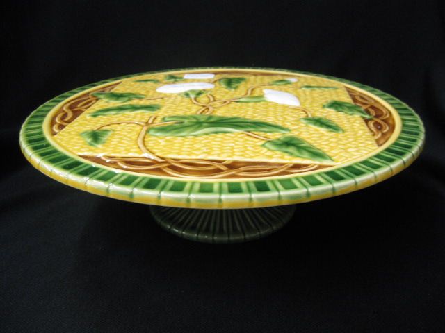 Majolica Pottery Cake Stand floral 14d04c