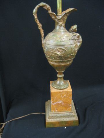 Victorian Bronzed & Marble Table Lamp French