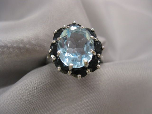 Blue Topaz Sapphire Ring garnet 14d3ab