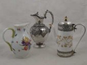 A Crown Derby coffee pot with silver
