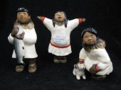 3 Pottery Figurines of Eskimo Childrenby