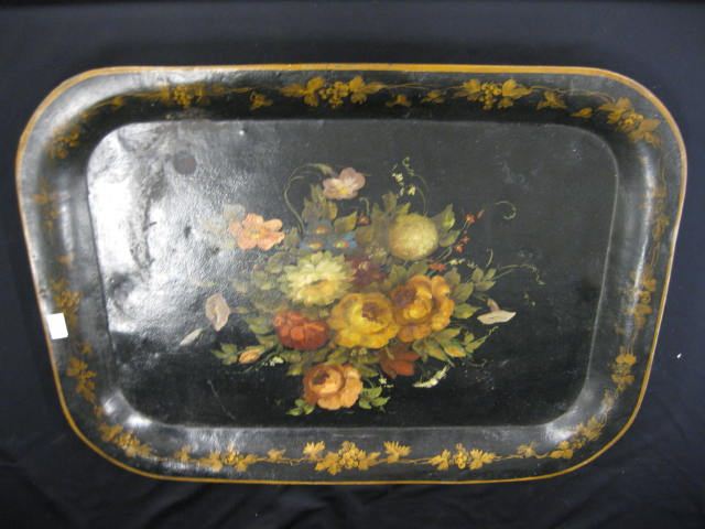 Tole Decorated Tray floral bouquet