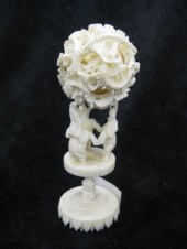 Carved Ivory Mystery Ball on Stand five