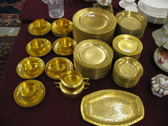 82 pcs. Gold Encrusted China Dinner Service