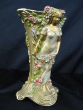 Art Nouveau Bronzed Vasewith lady 14e5d0