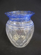 Steuben Art Glass Vase blue threading
