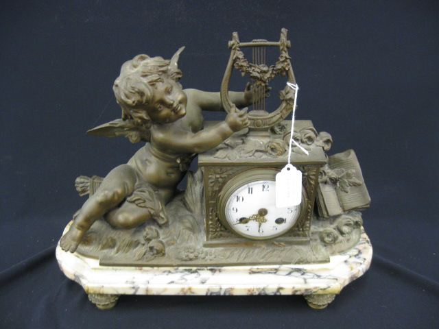 French Bronzed Figural Mantle Clock 14c13b