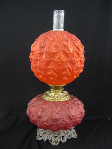 Victorian Red Satin Art Glass Oil 14c2c6