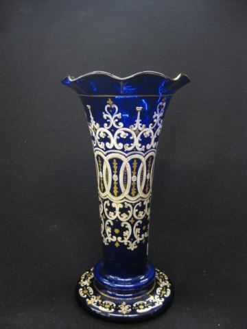 Cobalt Enameled Art Glass Vase 14c390