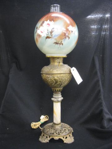 Victorian Banquet Lamp handpaintedfloral 14c444