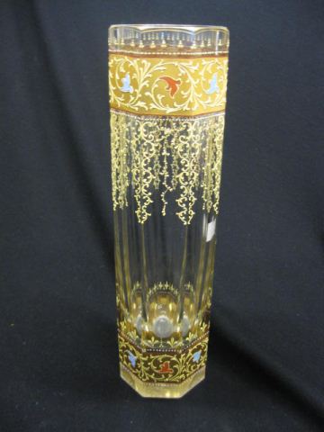 Moser Art Glass Vase enameled floweringvine 14c515