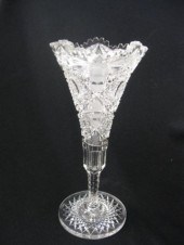 Cut Glass Vase trumpet shape withtriangular 14c5b3