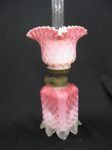 Victorian Miniature Oil Lamp M O P satin 14c641