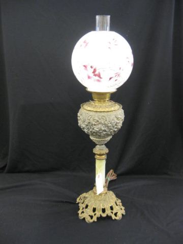 Victorian Banquet Lamp floral globe 14c7d8