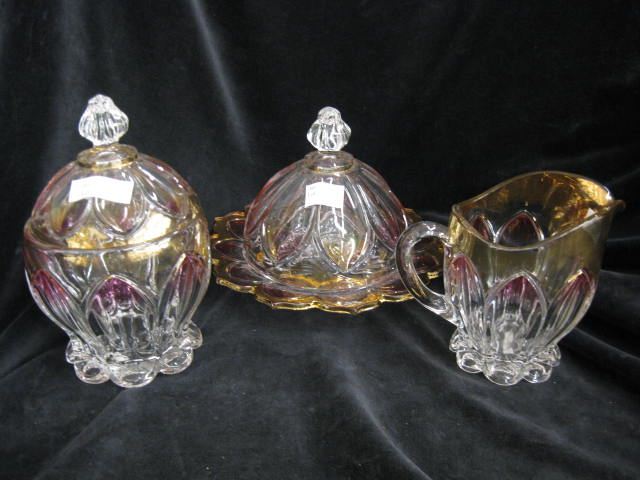3 pc Victorian Glassware butterdish 14c9d9