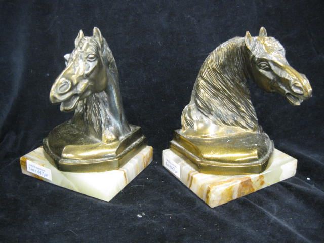 Pair of Bronzed Horsehead Bookends 14cabd