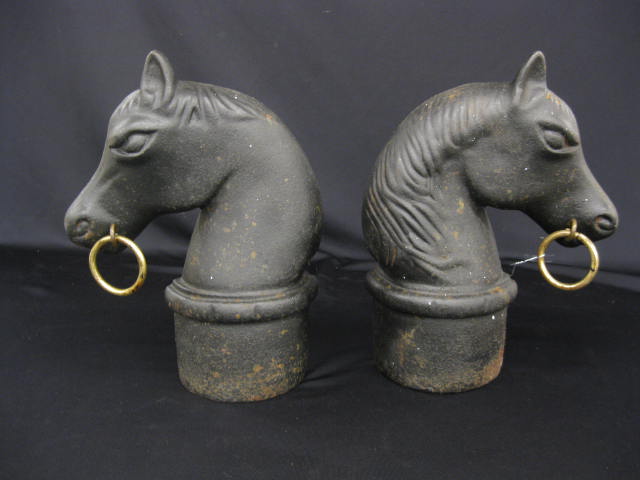 Pair of Cast Iron Figural Horsehead 14cac9