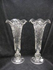 Pair of Pairpoint Cut Glass Vases butterfly