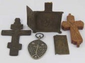 Russian religious items; a carved wood