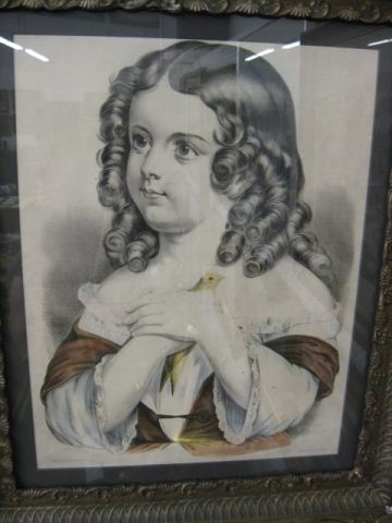 Currier Ives Lithograph girl 14fa3f