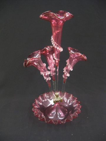 Victorian Cranberry Art Glass Epergne 14faac