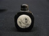 Chinese Carved Horn & Ivory Snuff Bottle